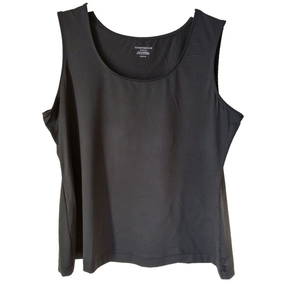 Charter Club Women's Shirt 1X Black Sleeveless Round Neck Tank Top - Picture 1 of 10